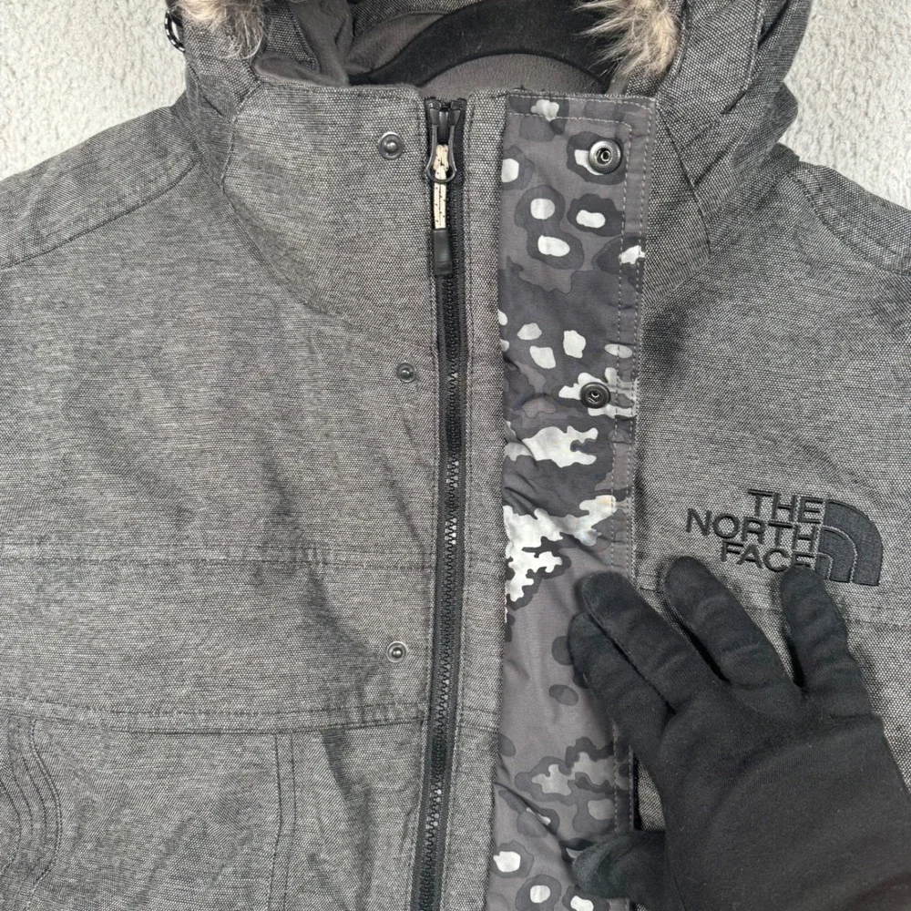 The North Face Goose Down McMurdo Parka Men XL Gray HyVent Hooded Fur Coat Heavy